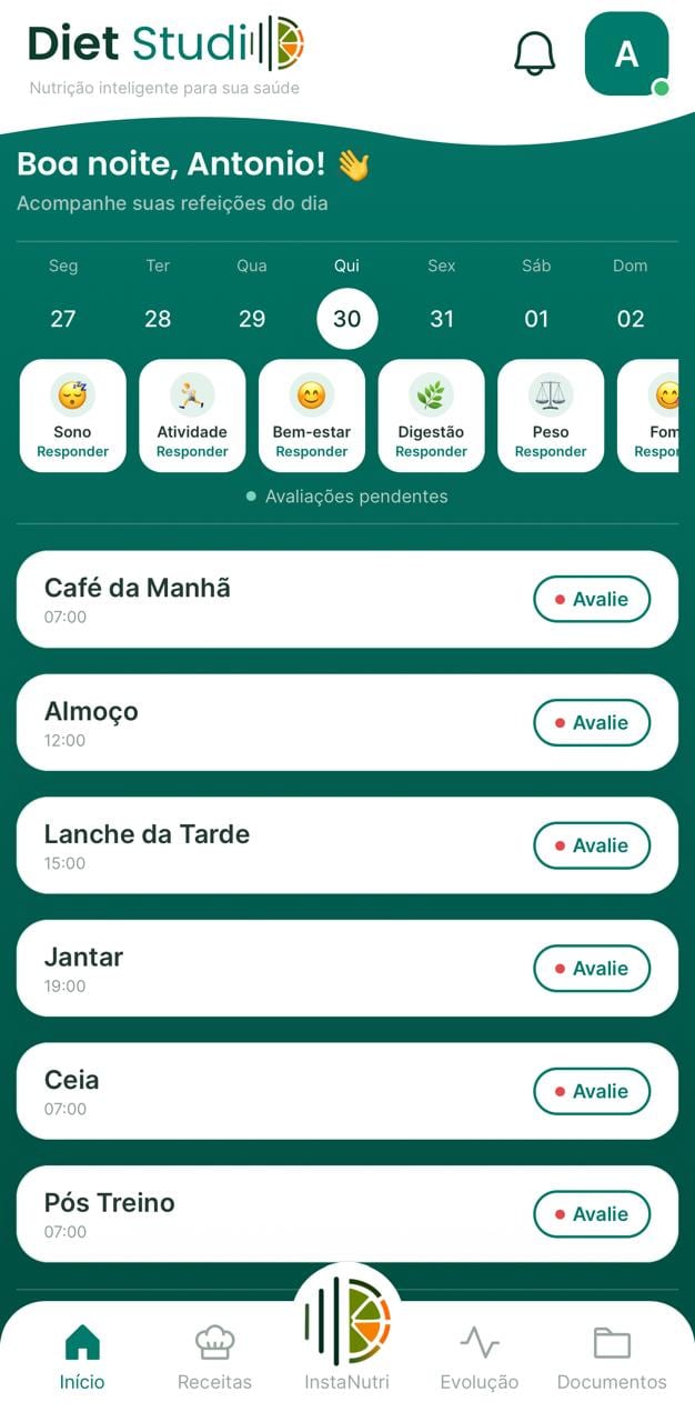 Tela do app Diet Studio