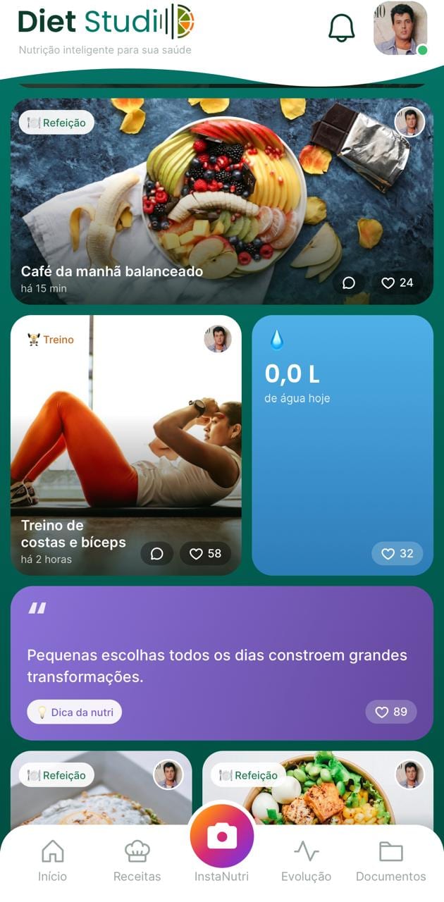 Tela do app Diet Studio